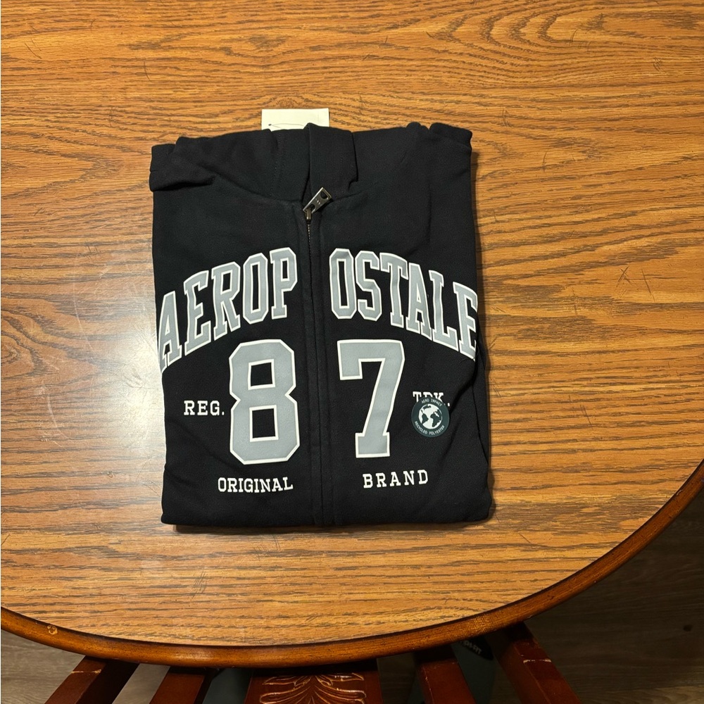 Aeropostale Black Hoodie with White Lettering jacket